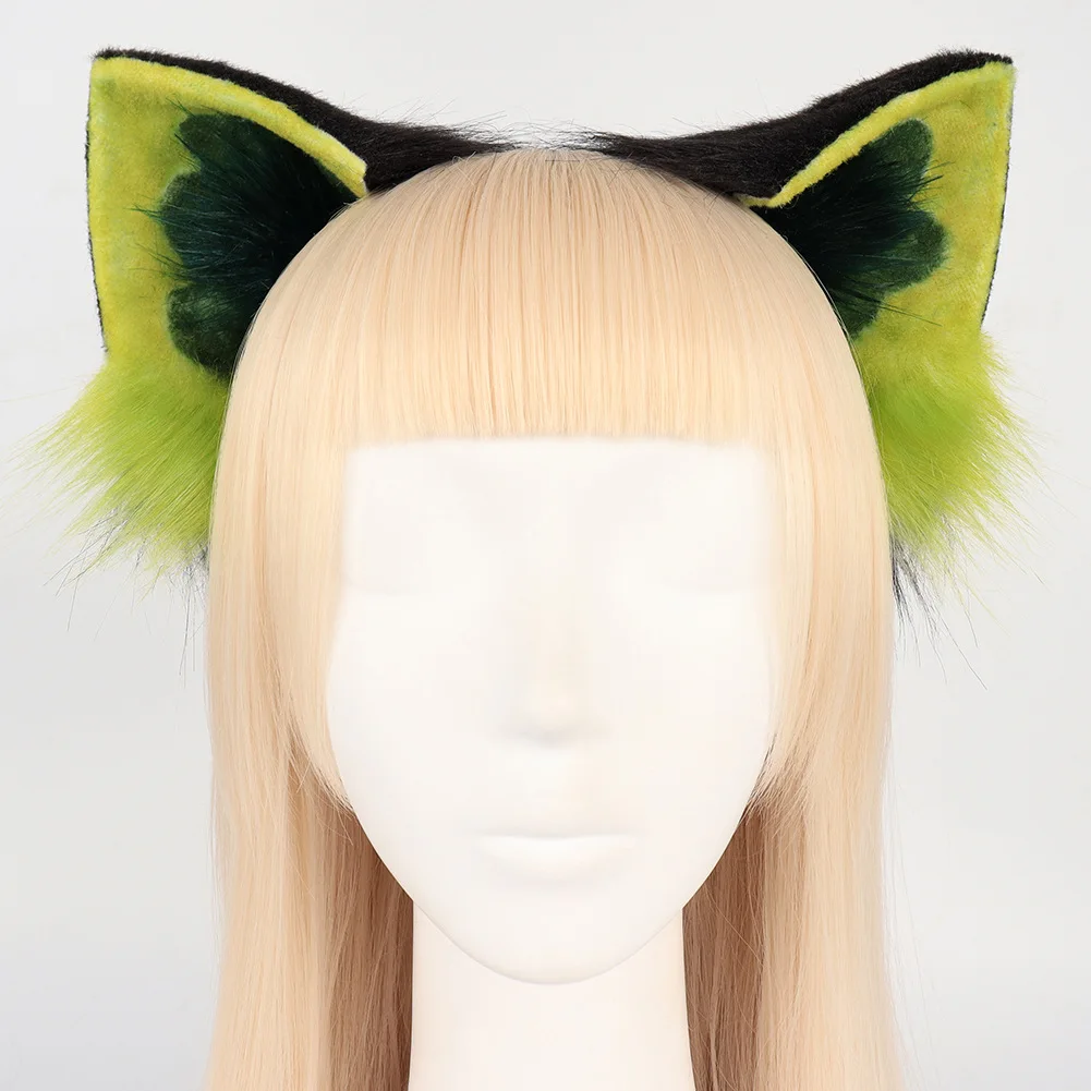 Cosplay Plush Cat Ears Hair Hoop, Fluffy Faux Fur Animal Ears Headband, Cosplay Costume Accessory for Halloween Anime Party