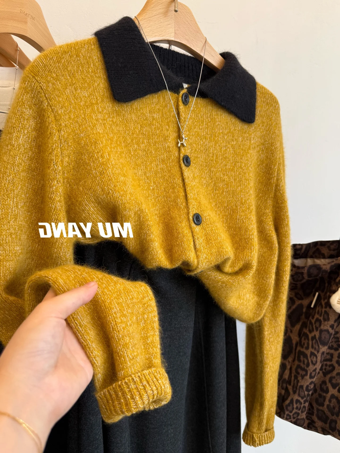 

Korean Sle Casual Color Blo Collar Knitted Open Cardigan Women's Autumn Winter Loose Slimming Long Sve Sweater Jaet