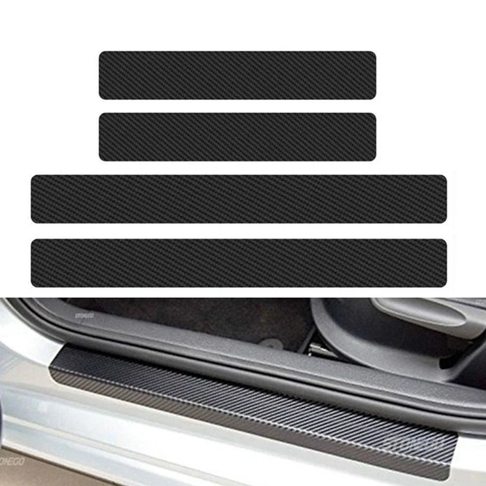 3D Carbon Fiber Car Sticker DIY Paste Protector Strip Door Sill Side Mirror Anti Scratch Tape Waterproof Protection Film