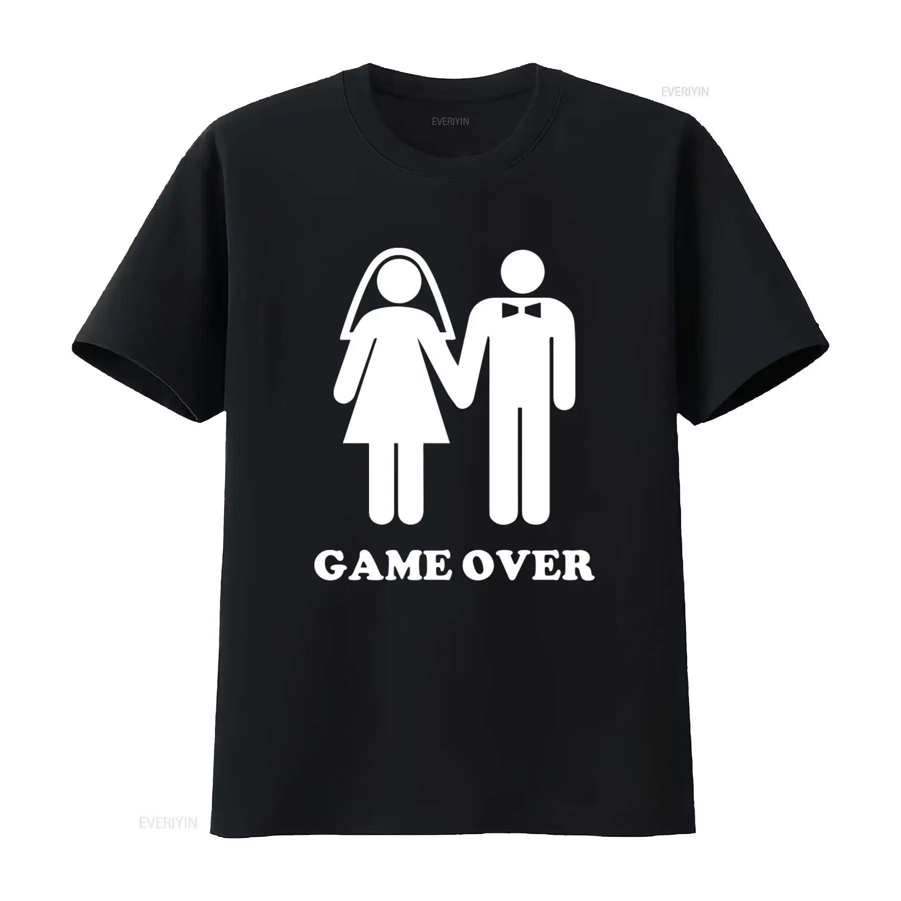 Funny Game Over Design Bachelor Party Men Wedding Groom T Shirt vintage Washed designer clothes Comfortable graphic Casual