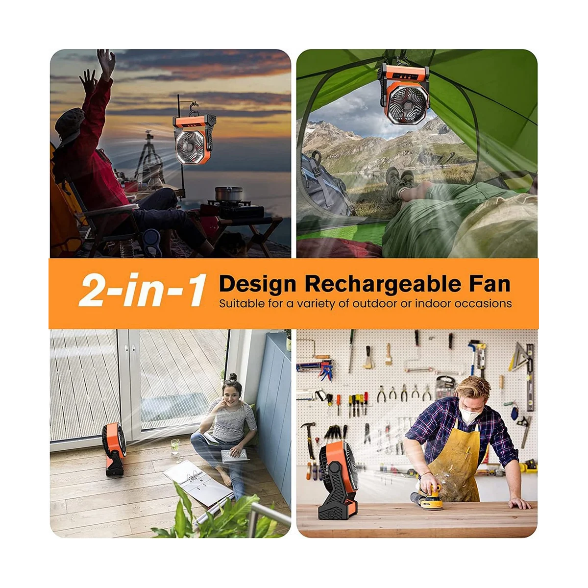 Portable Fan for Travel, 20000MAh Rechargeable Battery Powered Fan, High-Velocity Camping Fan