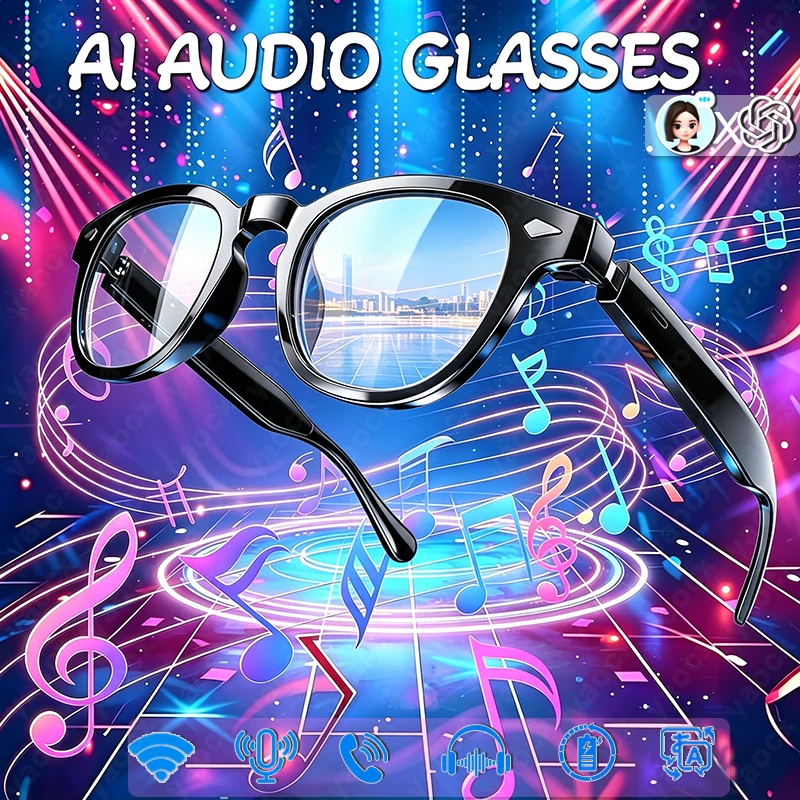

Новые умные аудиоочки с ИИ для мужчин и женщин: звонки по Bluetooth, ИИ-перевод, Bluetooth 5.3, воспроизведение 3D-музыки, 180 мАч, длительное время работы, солнцезащитные очки
