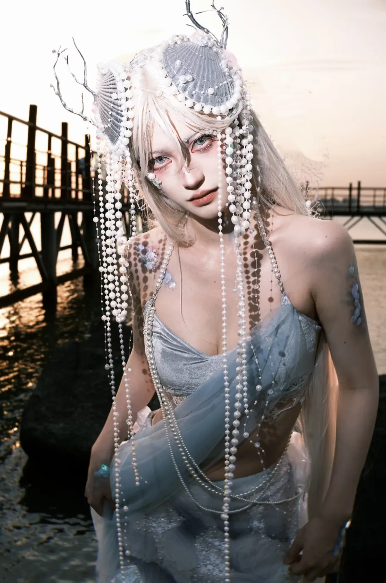 Ocean Mermaid Shell Pearl Fringed Headdress Show Show Makeup Styling Photography Conch Hair Accessories Elf Shark Prop