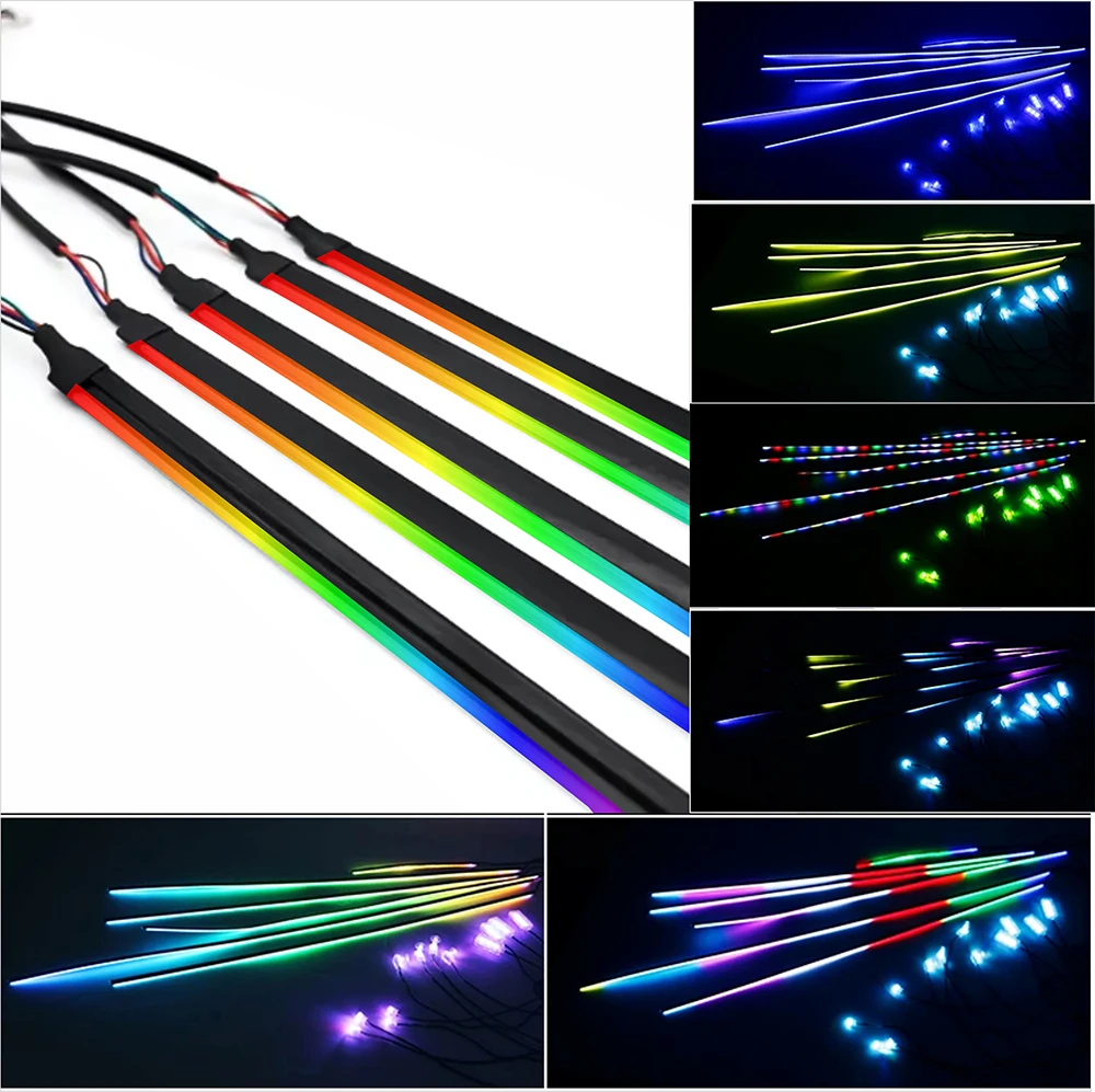 USB 5V WS2812 Car Interior RGB Ambient Light Set 110 140cm Acrylic LED Light Instrument Panel Dashboard Decorative Light for Car