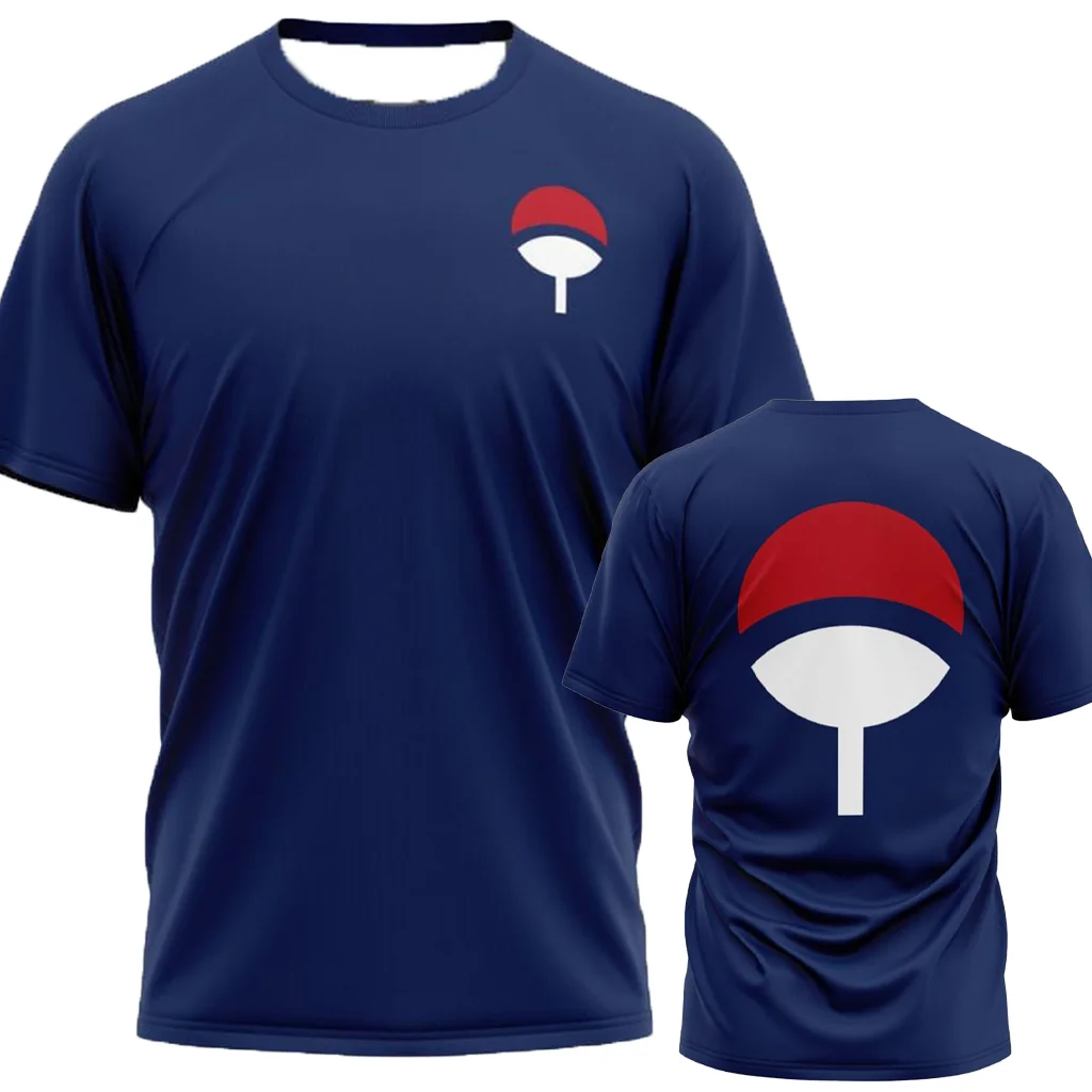 Camiseta de Anime para hombre y mujer con símbolo de Uchiha Shippuden, camiseta de manga corta para hombre y mujer, ropa de calle de manga corta a la moda para niños