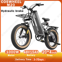 COSWHEEL Electric Bike 1000W Motor 48V15AH Lithium Battery E-bike Hydraulic Brake 20*4.0 Inch Fat Tire Off-road Electric Bicycle