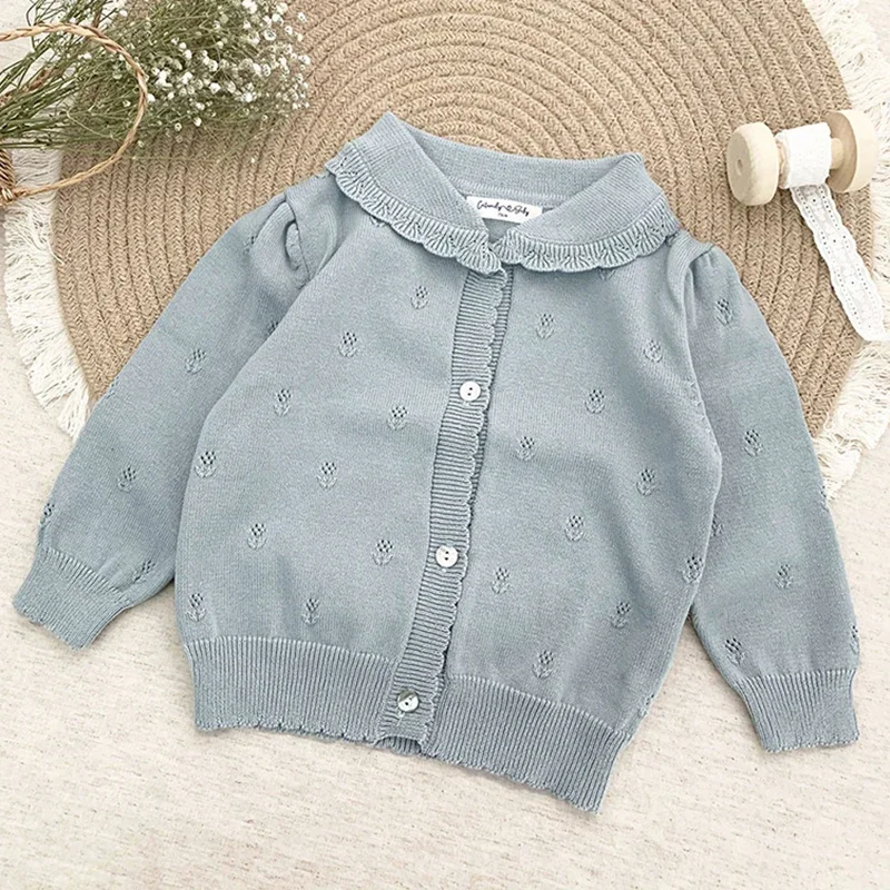

Child Baby Girl Sweater Cardigan Long Sleeves Knitted Lapel Sweater Coat Children Baby Girl Spring Autumn Sweater Clothes