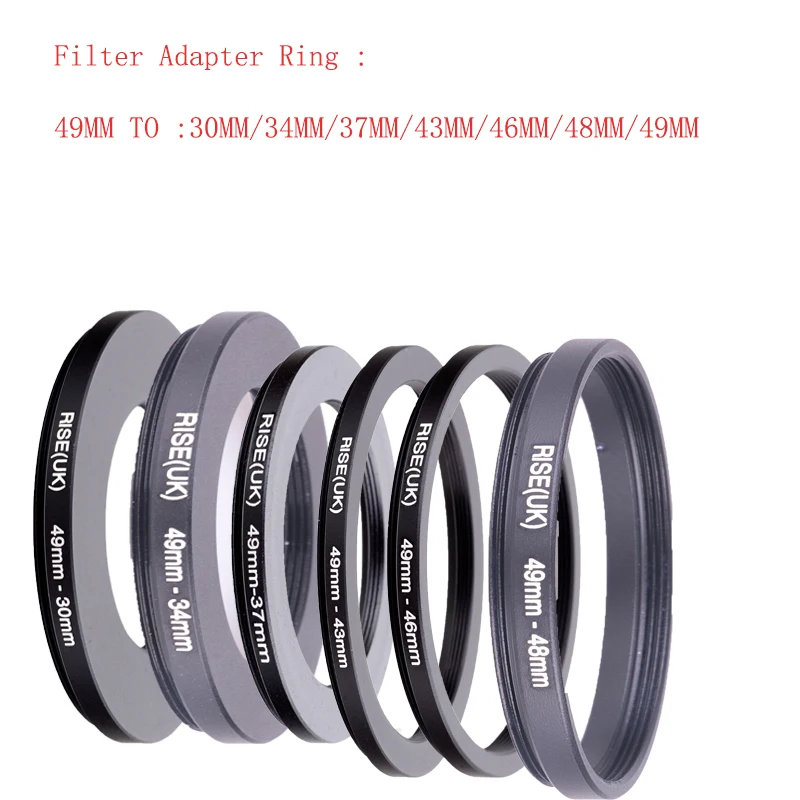 RISE(UK) 49mm-30mm/49MM-34MM/49MM-37MM/49MM-43MM/49MM-46MM/49MM-48MM/49MM-49MM Step Down Filter Ring Adapter RING