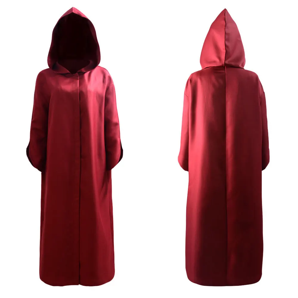 Offred Cosplay Costume Outfit Women Dress Red Hooded Cape Cloak with Victorian Bonnet Colonial Hat for Halloween Party