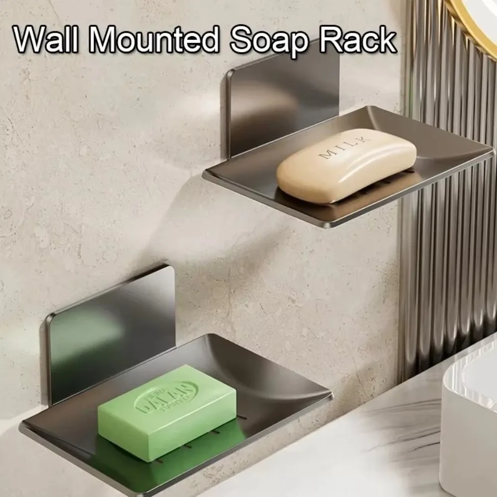 Carbon Steel Shower Soap Holder Wall Mounted No Punching Soap Dish Filterable Rustproof Soap Storage Rack Bathroom Accessories