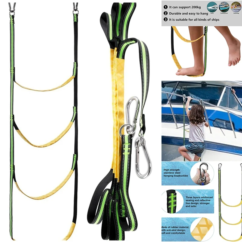 Marine Rope Ladder,For Inflatable Boats, Fishing Boats, Kayaks, Motorboats, Portable Marine Boarding Rope Ladder Elevators