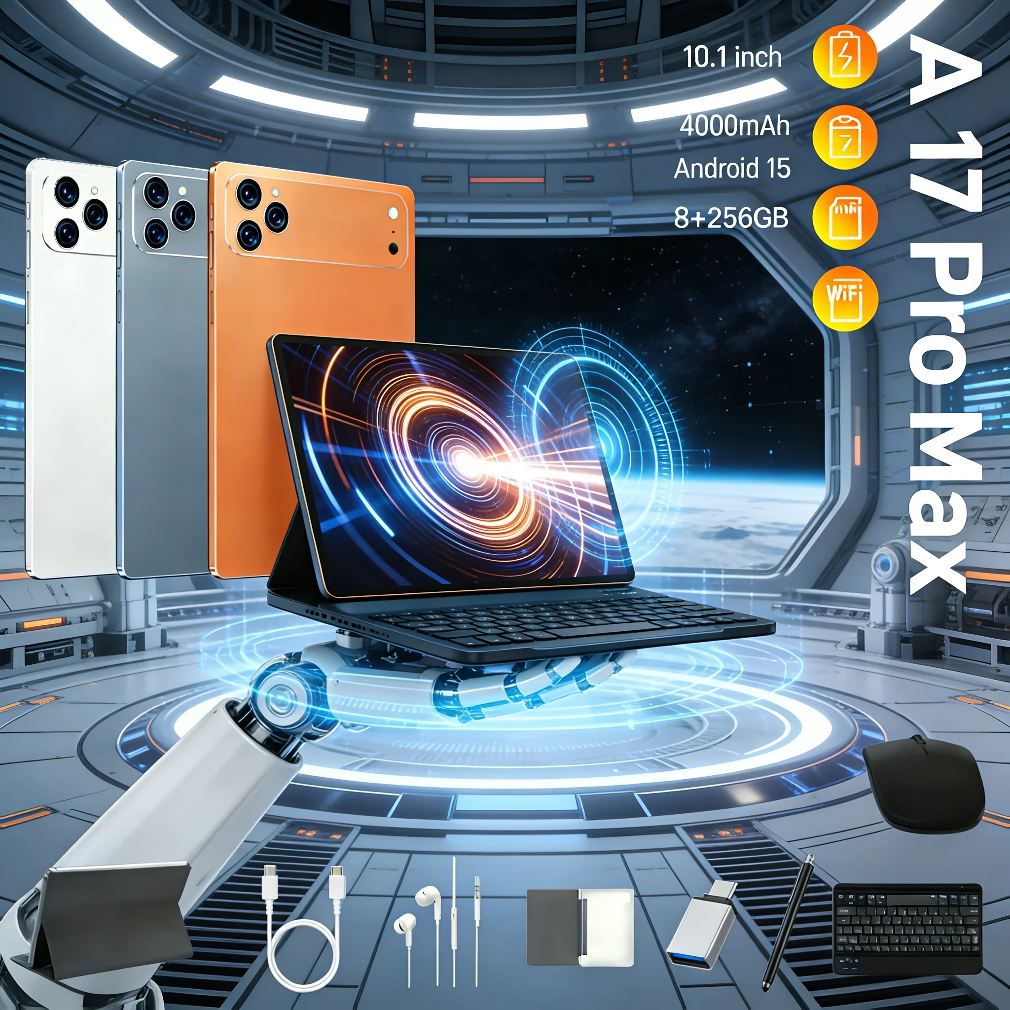 2026 New Upgraded Pad 10.1 Inch Android Tablet HD Display Octa Core 8GB RAM 256GB ROM Dual Phone Call WiFi Google Play Tablet PC