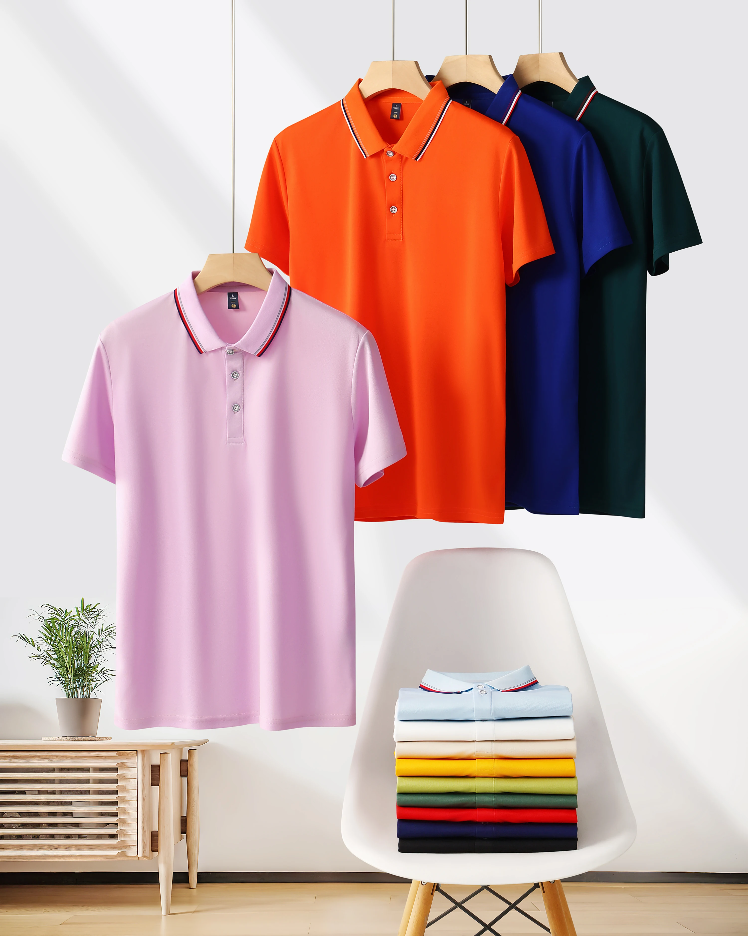 Herren-Poloshirt, Sommer-T-Shirt mit gestreiftem Ausschnitt, bequem, locker, hochwertig, Spleißen, Farbe, Business, Arbeit, kurze Ärmel