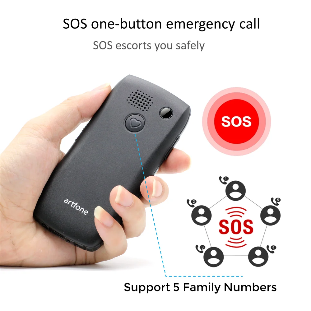 LTE 4G Senior Mobile Phone Artfone C1+ With Charging Dock Big Keypad For Elderly Single Sim One Key SOS FM 1400mAh Bar CellPhone