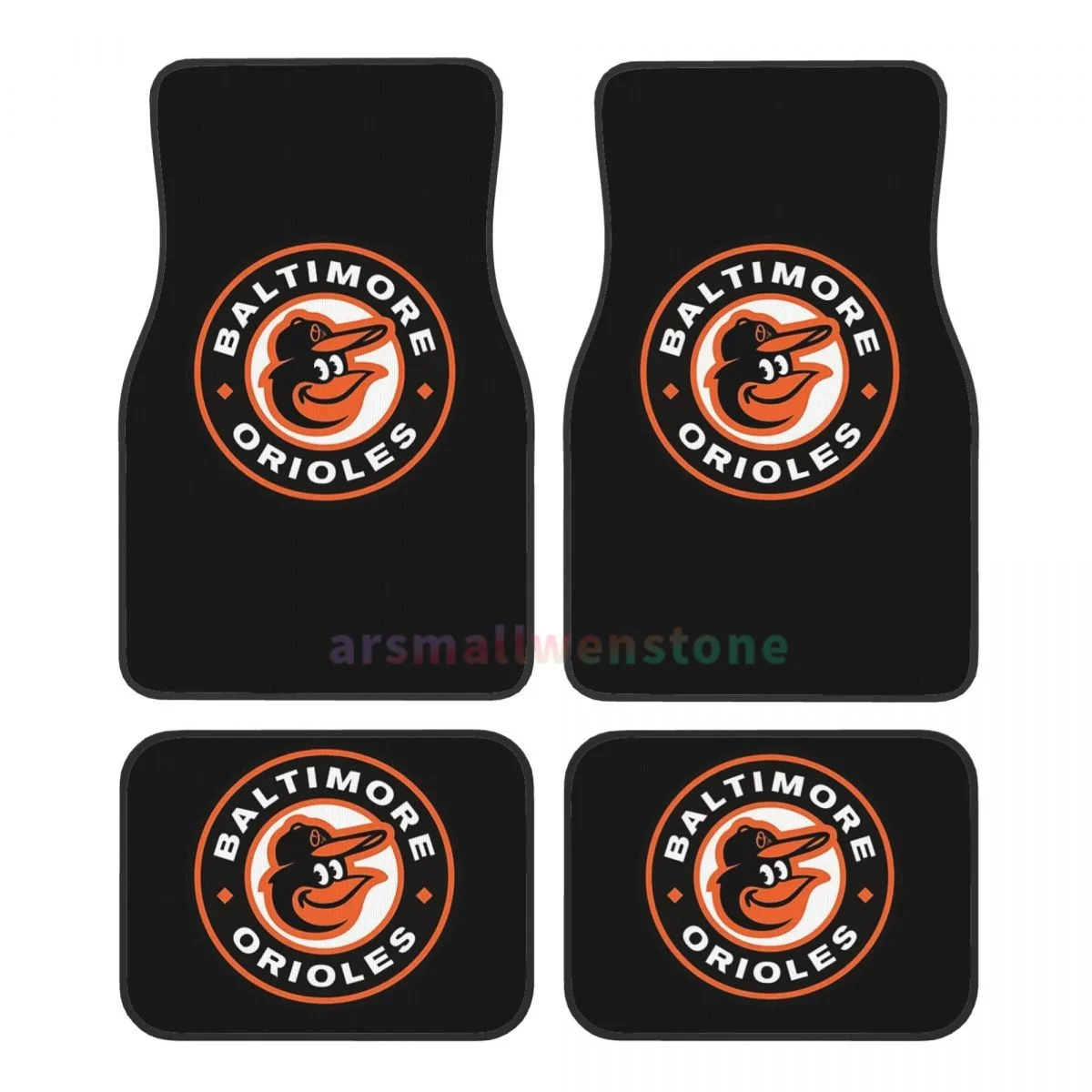 Baltimore Orioles Crystal Velvet Car Floor Mats Set of Four Anti Fouling Car Mats Carpet Anti Slip Car Floor Mats 4PCS