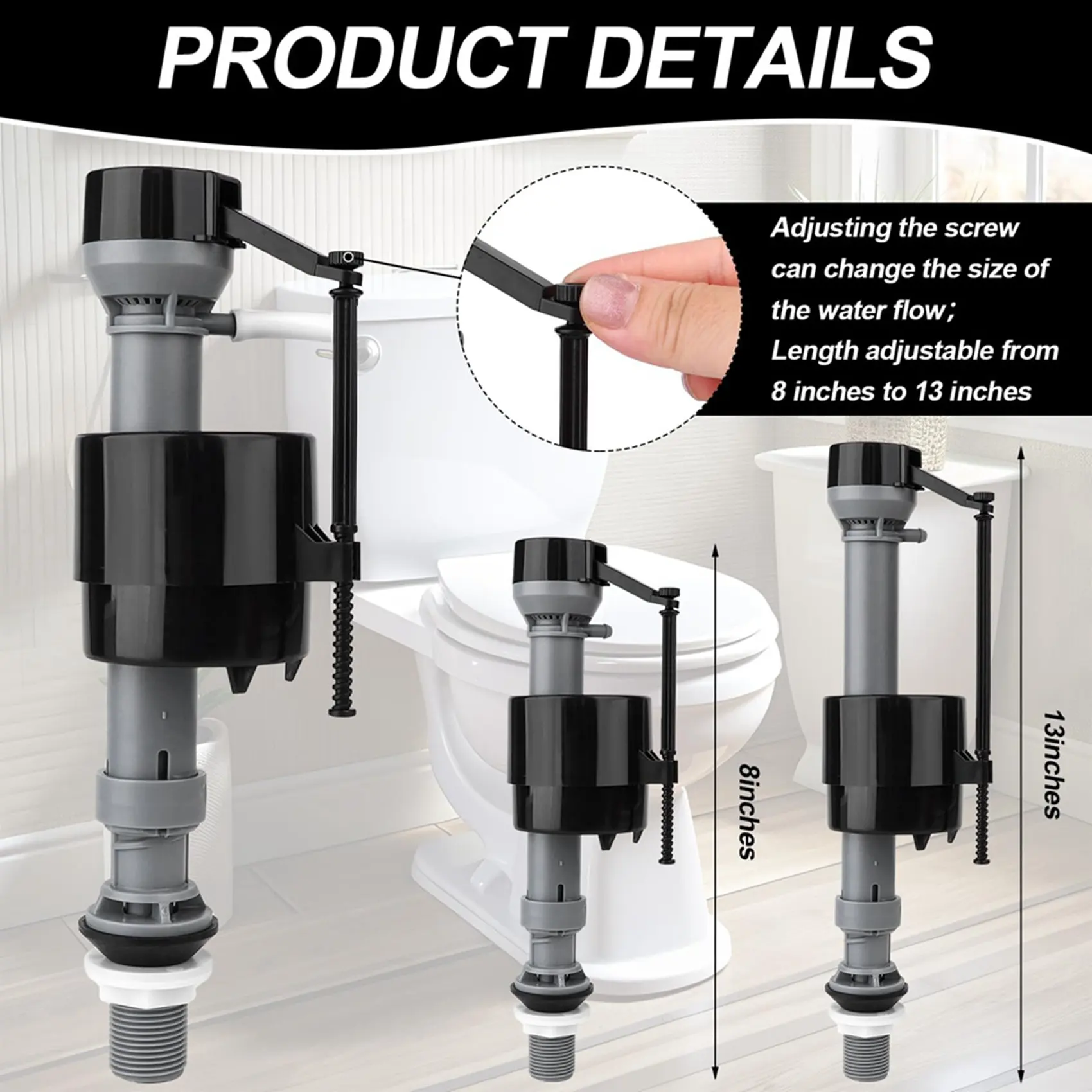 

Special Offer~2X Universal Toilet Flusher Replacement Kit Toilet Flush Flapper Repair Kit Include Toilet Fill Valve Flapper Hand