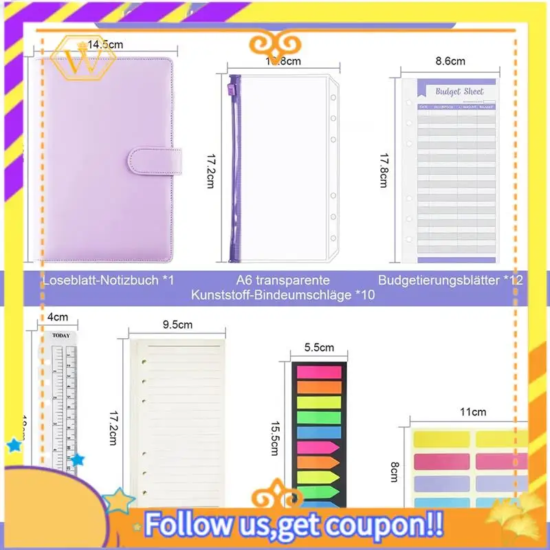 

Latest-2X A6 Budget Binder,A6 Money Organizer For Cash, Budget Binder With Cash Envelopes, Budget Envelopes Organizer B