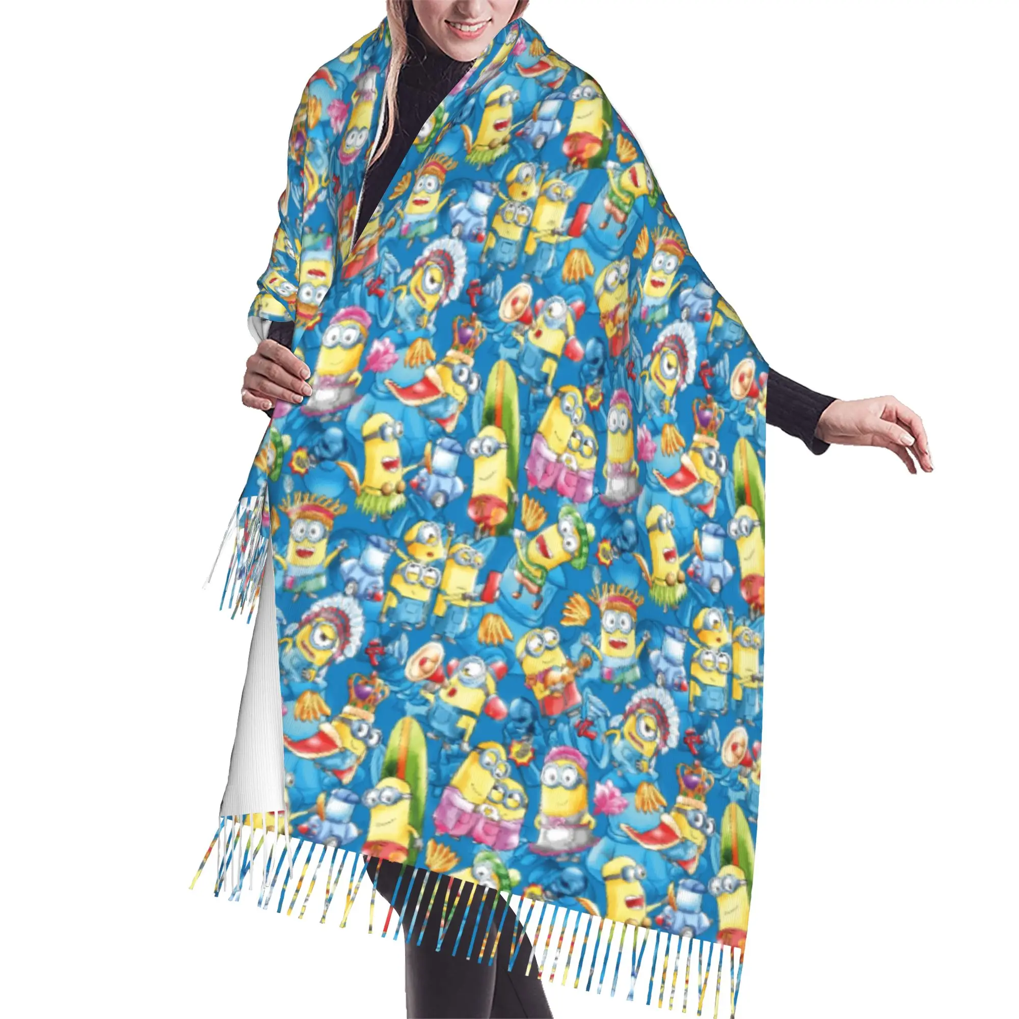 Customized Printed M-Minioned Anime Scarf Women Men Winter Fall Warm Scarves Manga Cartoon Shawls Wraps