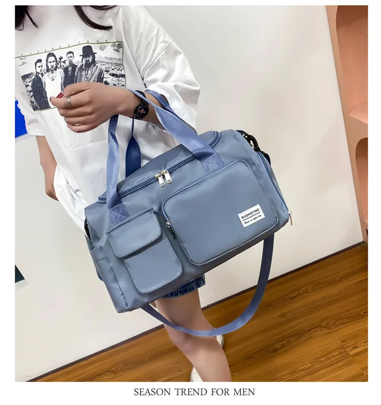 Women Men Travel Bags Anime Printed Letter Fashion Large Gym Duffle Bags with Shoe Compartment Sport Fitness Handbags