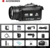 UHD 4k ビデオカメラ ビデオカメラ、18X デジタル ズーム、64MP デジタル カメラ レコーダー、4.0 インチ回転タッチスクリーン、64GB SD カード、マイク付き 6