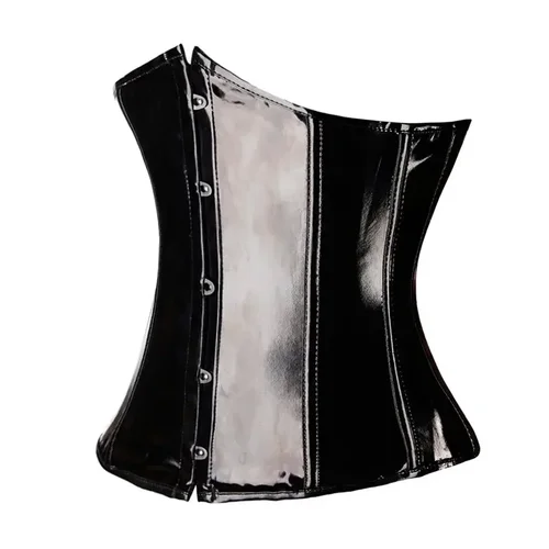 Imagen 2 del producto Corsé debajo del busto de PVC brillante para mujer, Tops de cuero gótico, Cincher de cintura, Steampunk, talla grande