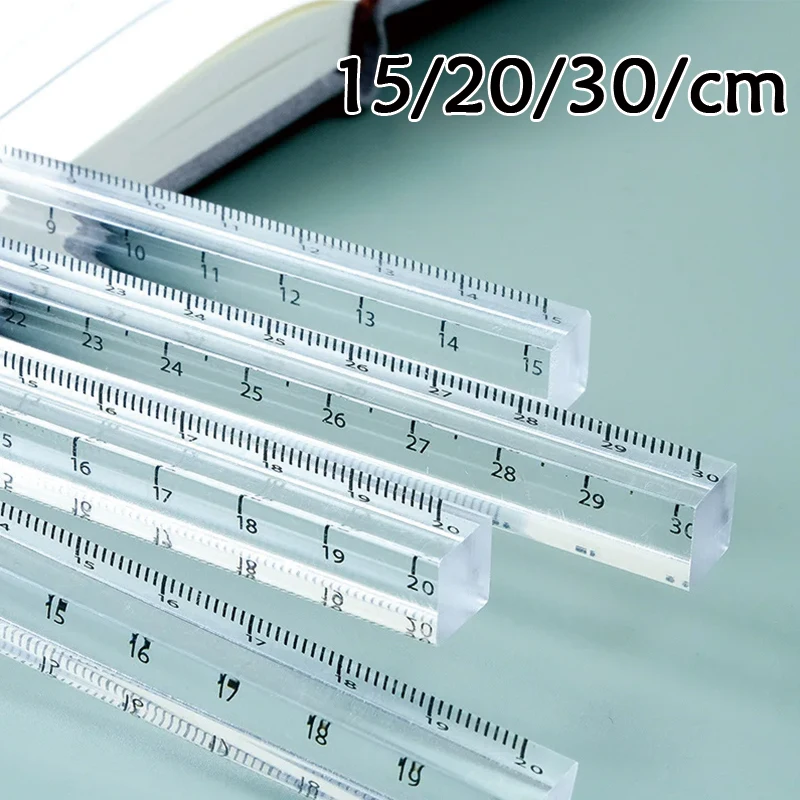 

New 15/20/30/cm Transparent Straight Ruler Students Stationery Simple Square Ruler Rulers Acrylic Measuring Tools