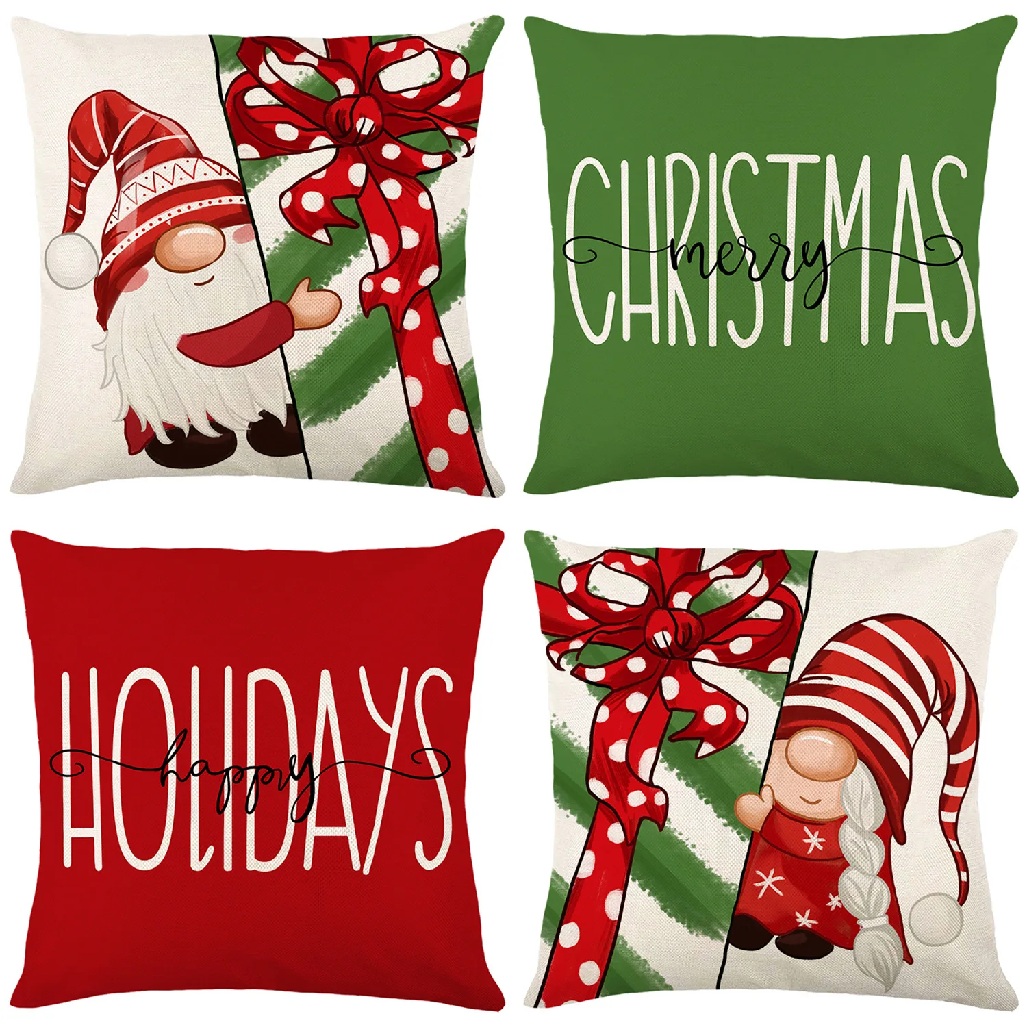 

Home Santa Claus Linen Print Throw Pillows Cover Living Room Decor Pillow Case Sofa Cushions Bedroom Chair Cushion Cover