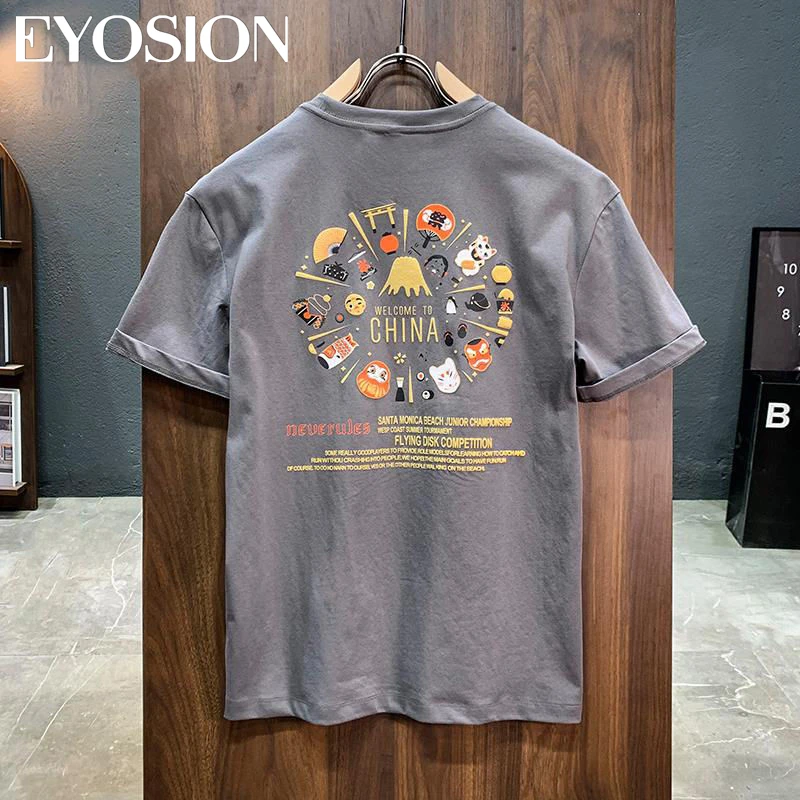 

Summer Men's T-shirt New Short Sleeve Cotton Round Neck Slim Fit Couple Tee Fun Print Streetwear Harajuku Tees Plus Size 5XL