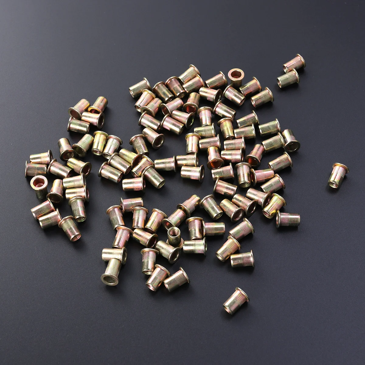 

100pcs Flat Head Column Rivet Nut Zinc Plated Carbon Steel M6 For Construction Diy Hardware Projects Color Zinc Pull Rivet Nut