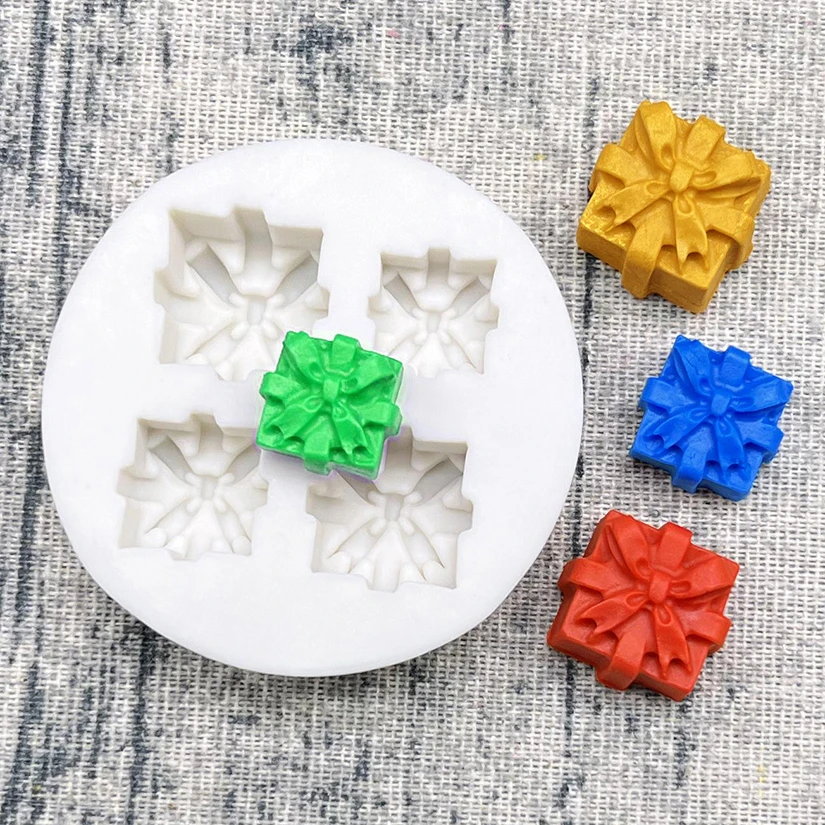 Christmas Present Box Silicone Mold Sugarcraft Cupcake Baking Mold Chocolate Fondant Cake Decorating Tools