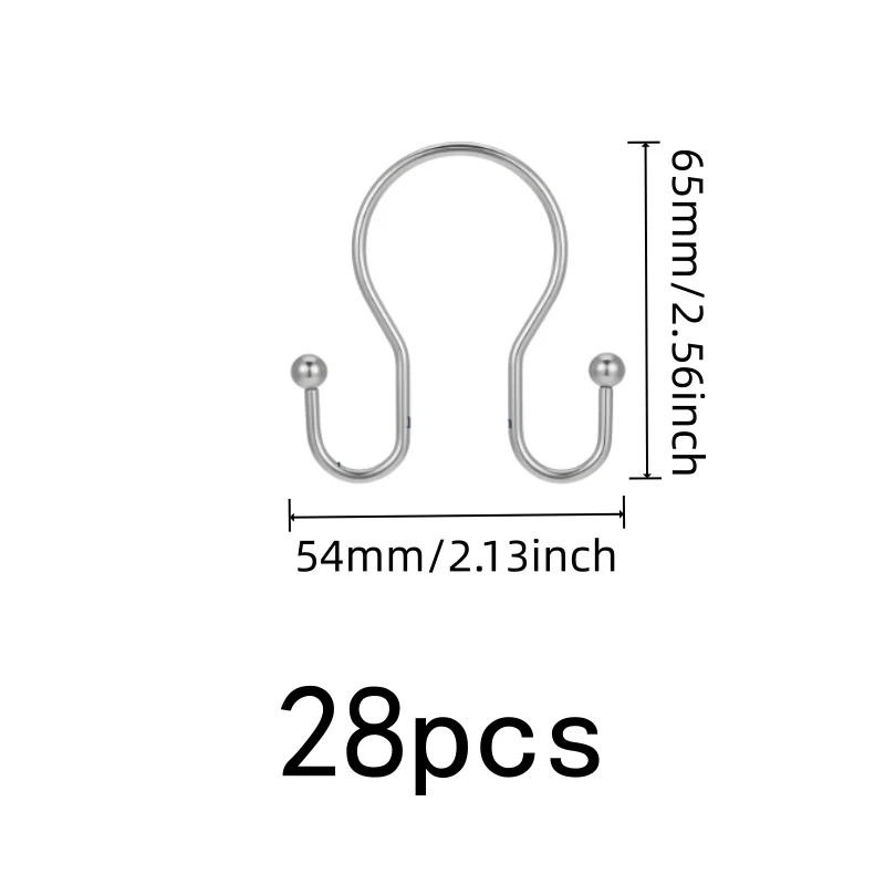 28 pcs Silver Double Ear Shower Curtain Rings, Smooth Sliding, Easy Install, Fits Various Shower Curtain Rods