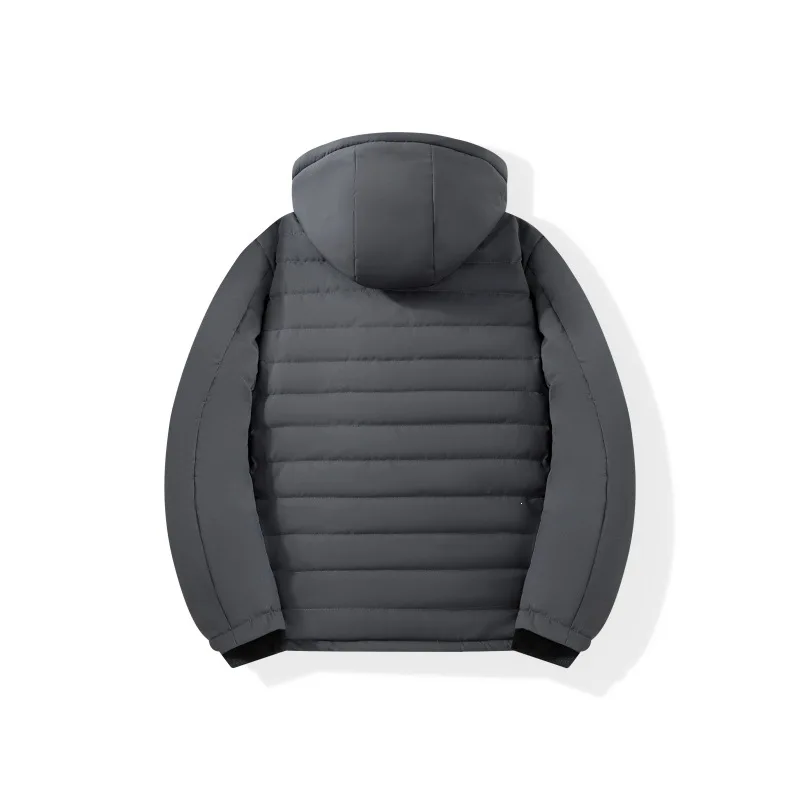 Men's Thickened Winter Fleece Jacket with Hood Lined Warm Casual Outerwear for Middle-Aged Men