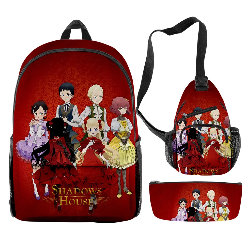 Classic Fashion Shadows House Anime 3D Print 3pcs/Set pupil School Bags Trendy Travel Laptop Backpack Chest Bag Pencil Case