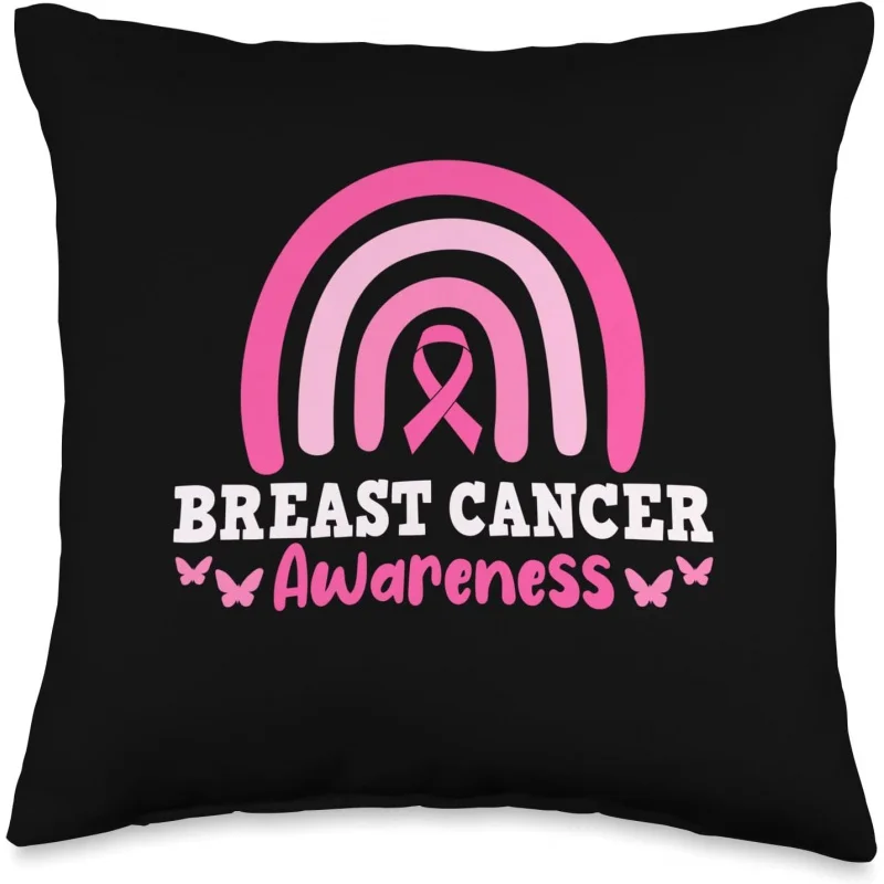 Breast cancer publicity pillow cover 16x16 black vermicelli belt decoration with zipper design