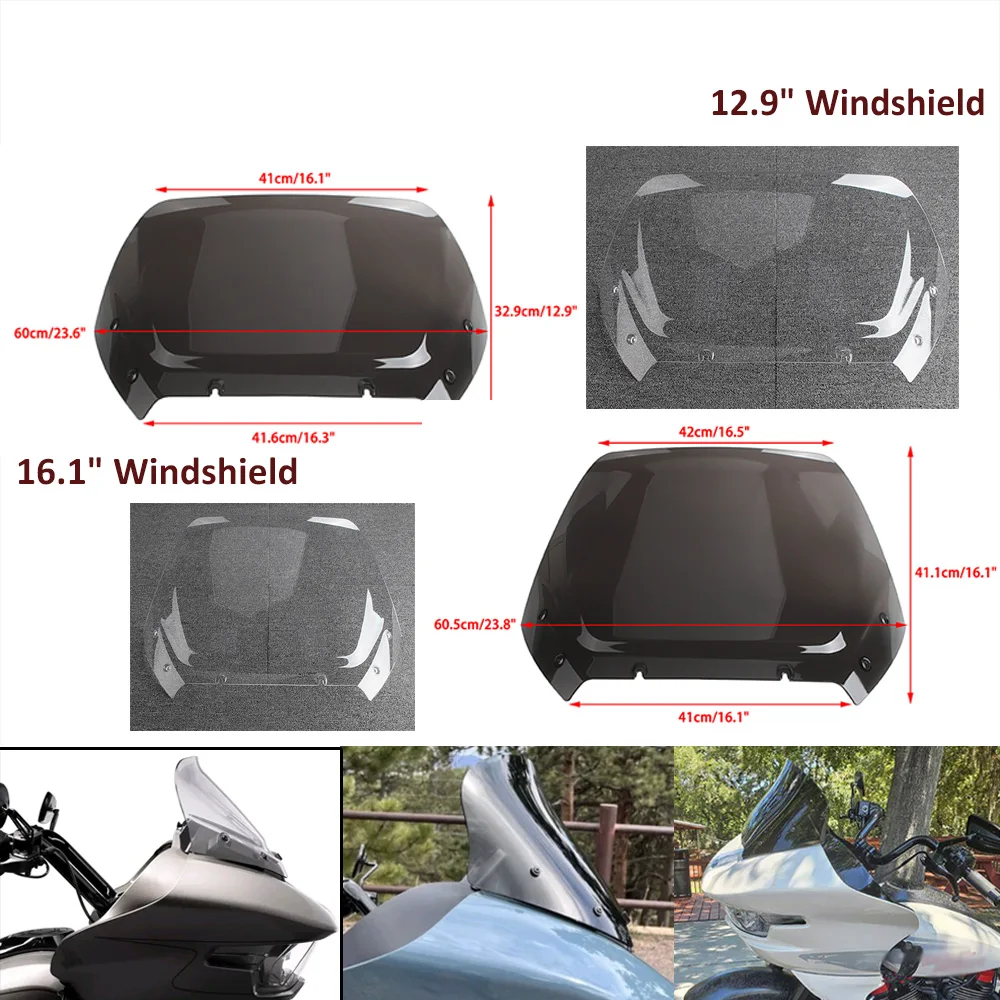 Para Harley Touring Road Glide CVO carenado cubierta de parabrisas Deflector de viento para motocicleta divisor de viento delantero parabrisas 16 "12" 2024