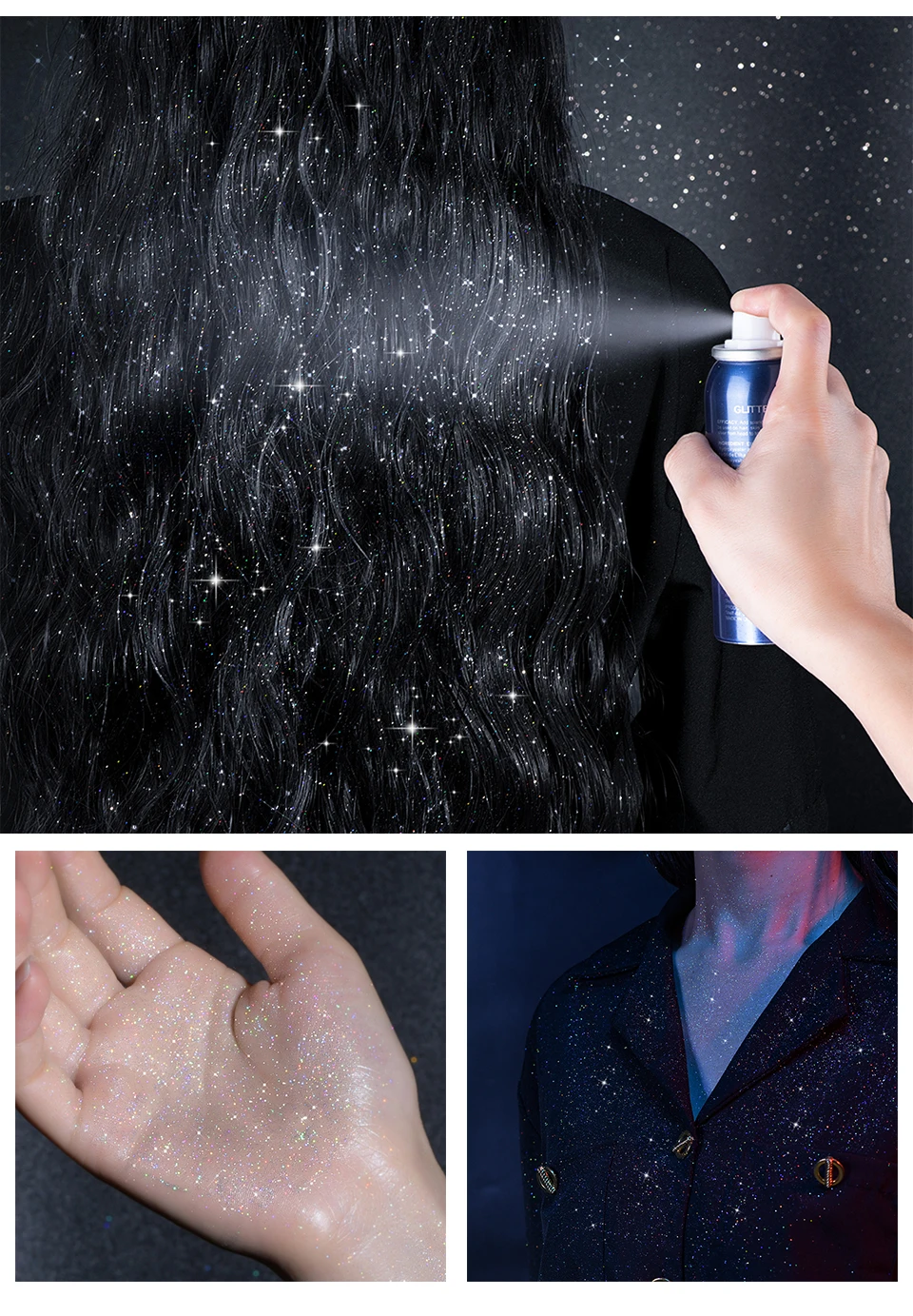Makeup Glitter Spray Instantly Enhancing Radiance Emit Charming Radiance Quick Drying Brightening Waterproof Party Glitter Spray