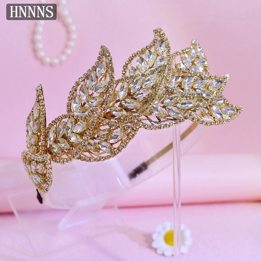 

HNNNS Hair Accessories Wedding Dress Leaves Luxury Crystal Headband Elegant Bridal Headdress Exquisite Girl Headpiece A354