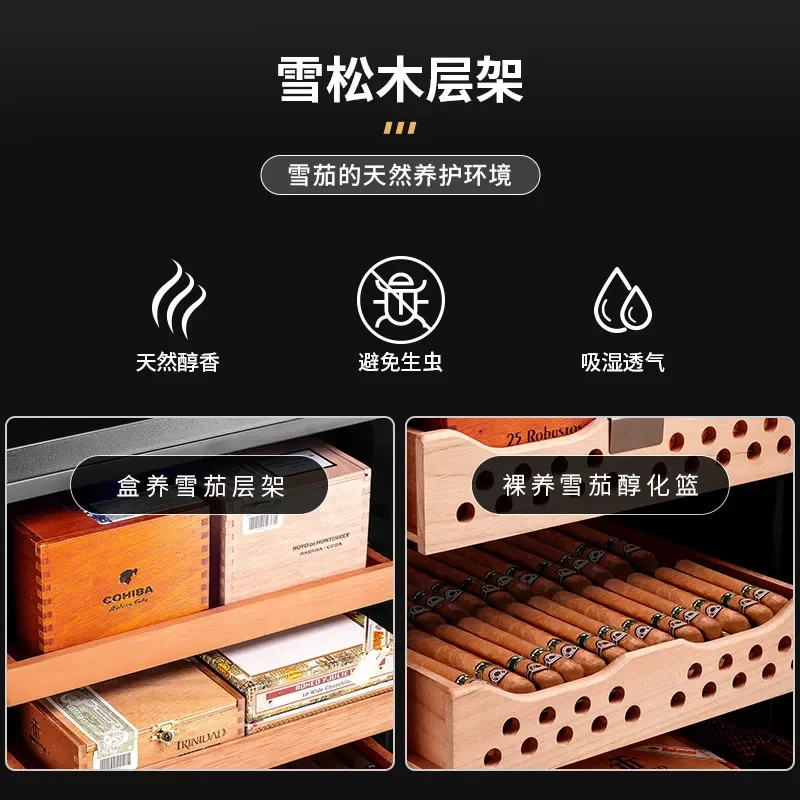 Eggplant 50C Cigar Cabinet Temperature Control Moisturizing Cedar Wood Household Mini Living Room Small Smoke Cabinet Wine