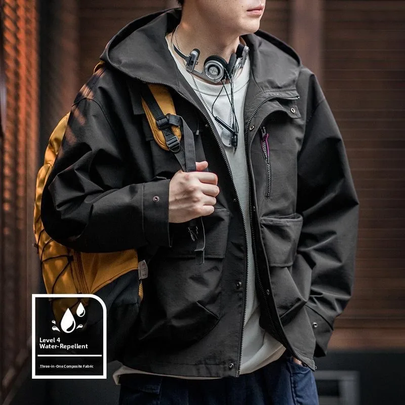 

Maden Casual American Workwear Jacket with Multiple Pockets Outdoor Loose Fit Sportswear for Men Autumn Season Waterproof