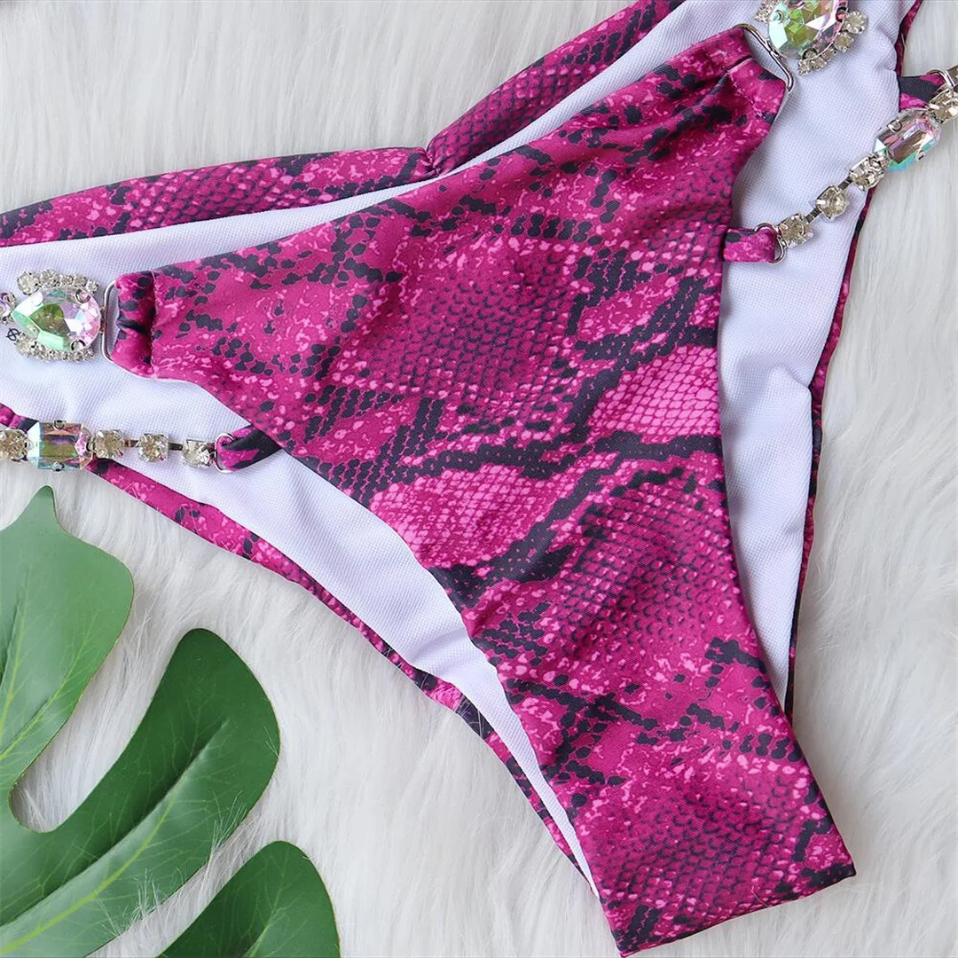 Sexy Bikini mit Diamant-Strass-Verzierung, der den Po betont, zweiteiliger Bikini-Set für Damen, Badeanzug, Badebekleidung, Modell V3854. – Detail 16