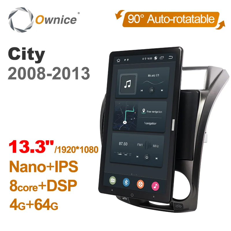 

TS10 Android 12.0 Ownice Car Radio Auto for Honda City 2008-2013 13.3" 7862 512 No DVD Support USB Tesla Style Nano 1920*1080