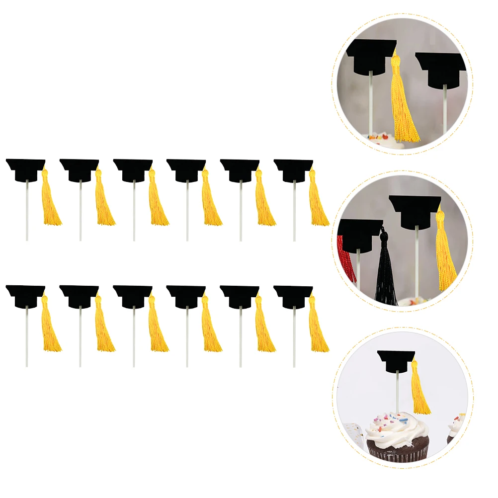 

12Pcs Graduation Hat Cake Topper Charming Tassel Style Excellent for Graduation Party Dessert and Cupcake Decor