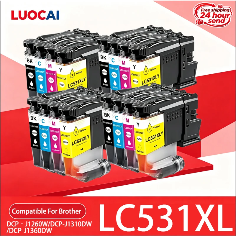 high capacity LC531XL LC531 Ink Cartridge Compatible For Brother DCP‑J1260W DCP-J1310DW DCP-J1360DW Printer