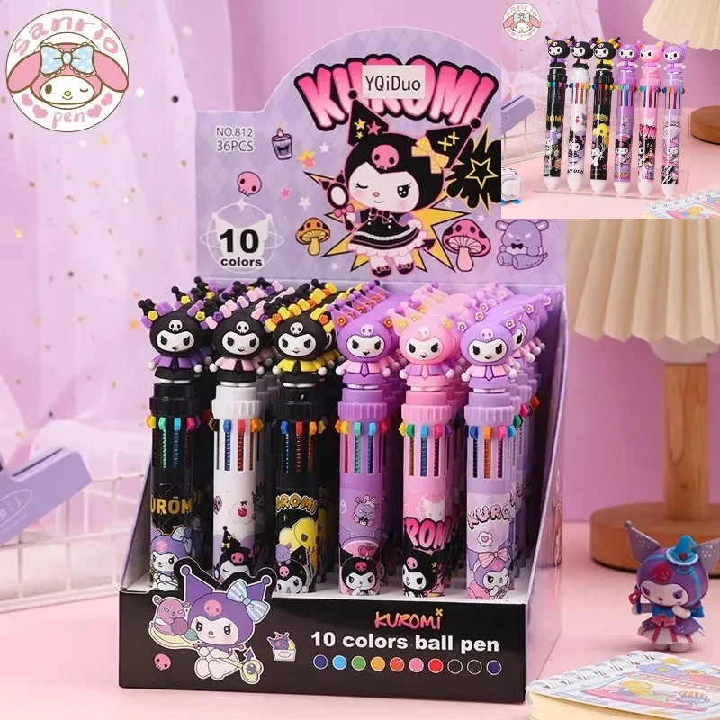 

36 шт. шариковая ручка Sanrio с героями мультфильмов, 10 цветов, 0,7 мм, Kuromi, школьные канцелярские принадлежности, ручка Wrirte Mark, школьный офисный подарок