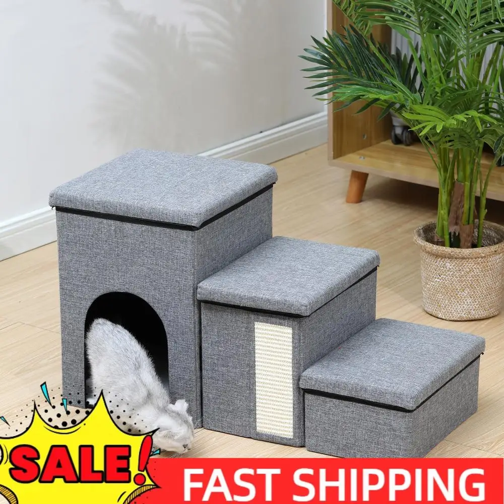 

3-уровневая складная лестница для домашних животных, многофункциональная кровать для кошек, износостойкий съемный органайзер для хранения кошек и собак