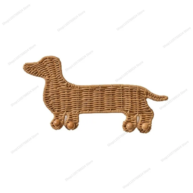 For imitation rattan woven dachshund hanger hand woven wall wall hook door rack coat rack