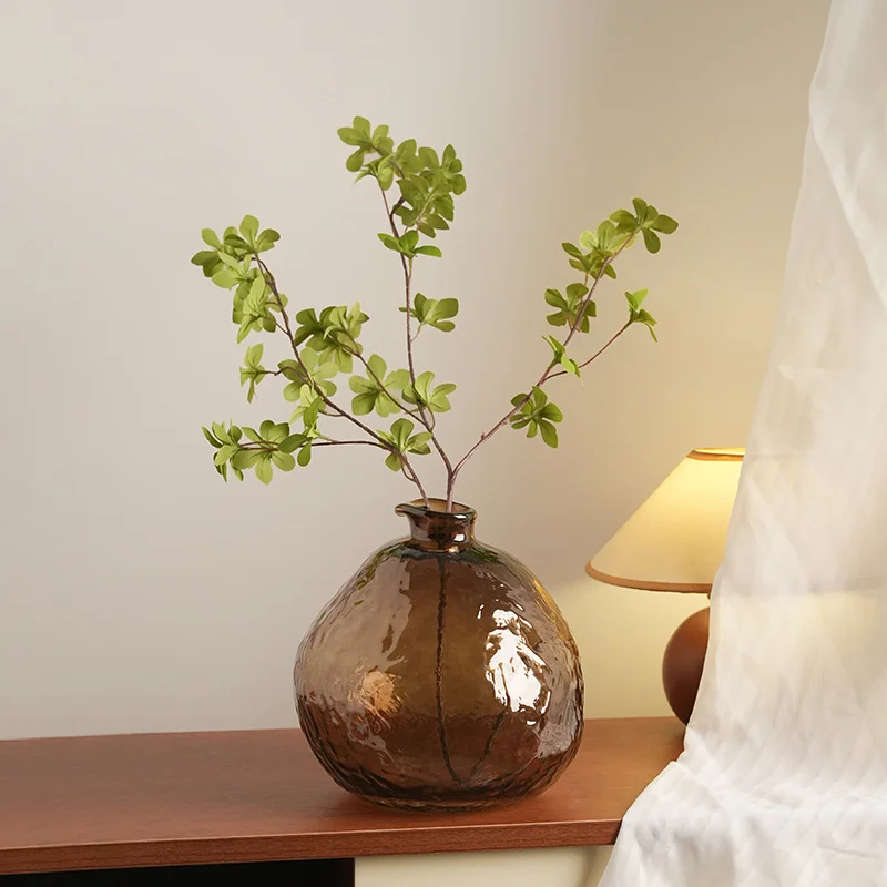 

Brown Glass Vase Hydroponic Plant Potted Table Decoration Flower Vase Room Aesthetic Decoration