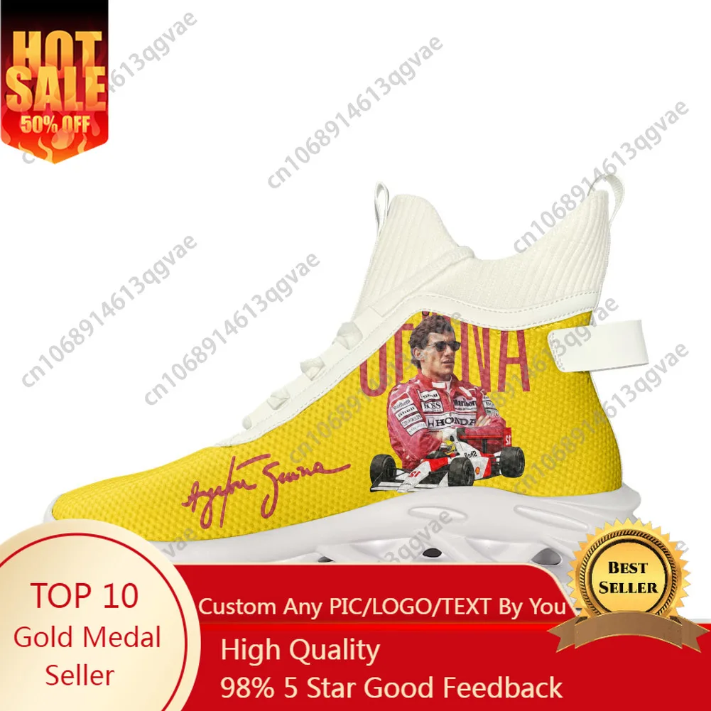 

Ayrton Senna High Top Flats Sneakers Mens Womens Sports Running Shoes Lace Up Mesh Footwear Custom Shoe