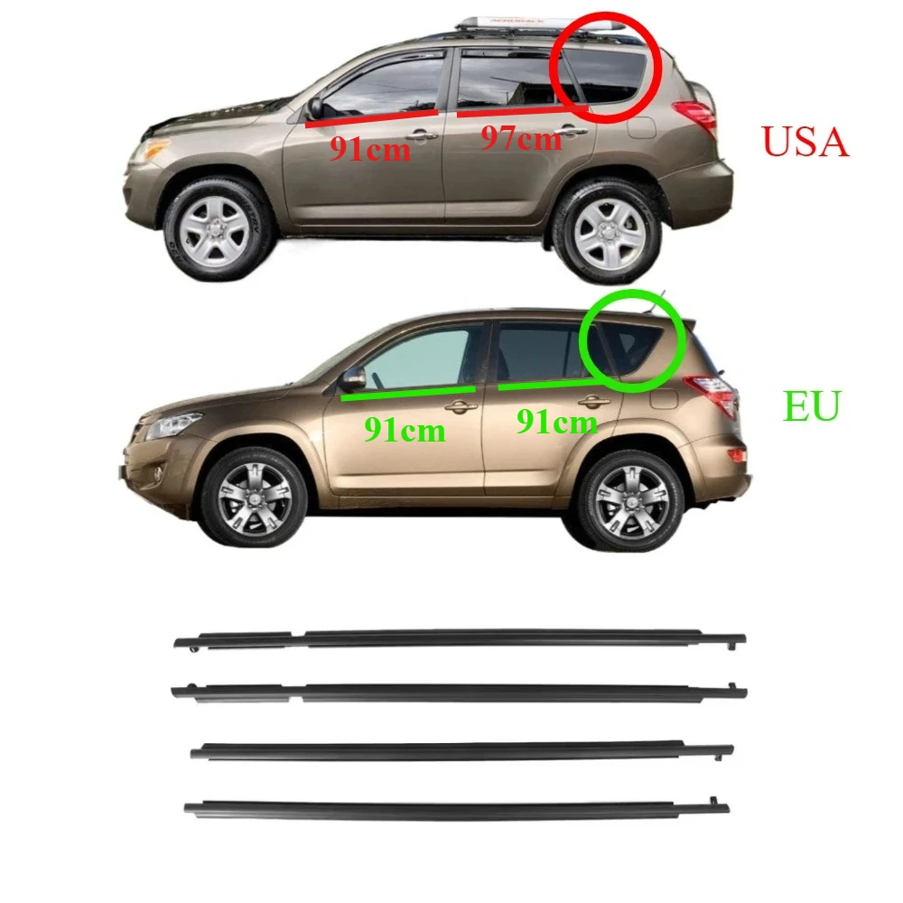 4 Pcs USA or EU Windows Rubber Outside for Toyota RAV4 2009-2012 75720-0R020 Glass Protector Weather Strip for RAV-4 Glass XA30