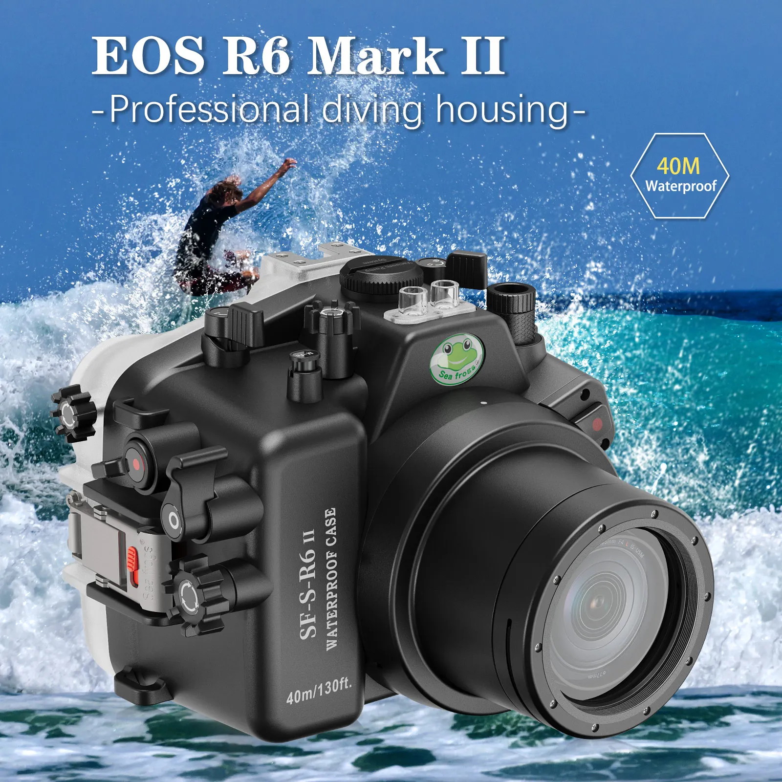 

Seafrogs [40M/130FT] Underwater Camera Housing Waterproof Dive Scuba Case for Canon EOS R6 Mark II with EF-S 60mm 1:2.8 L Lens